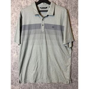 EUC Travis Mathew Mens Green XXL Striped Golf Polo
